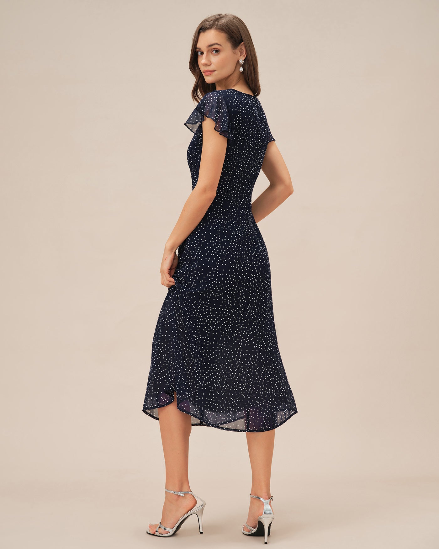 Daniela | Vestido midi azul con lunares