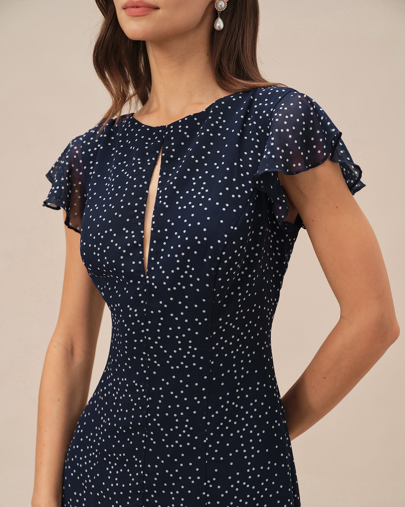 Daniela | Vestido midi azul con lunares